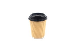 50 Gobelets Kraft Ondulés 8 oz avec Couvercle