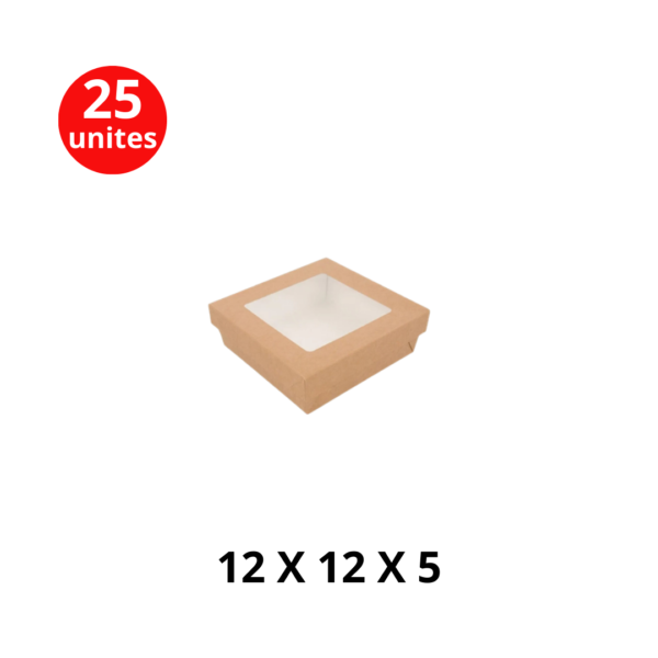 Boîte Fenêtre Kraft 12 × 12 × 5 cm