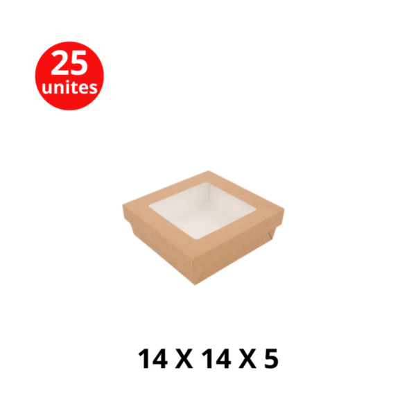 boîte fenêtre kraft 14 × 14 × 5 cm
